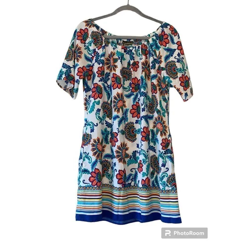 Tommy Bahama Fira Off Shoulder Floral Short Dress Pockets Size Small